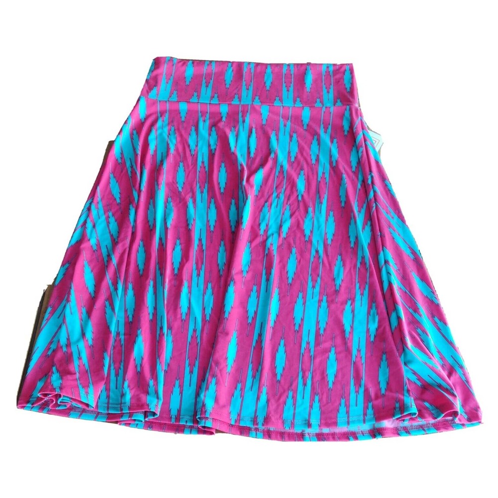 LulaRoe NEW Women's Skirt Azure Size XL Stretch Red Teal Pattern Knee Length - Picture 1 of 5